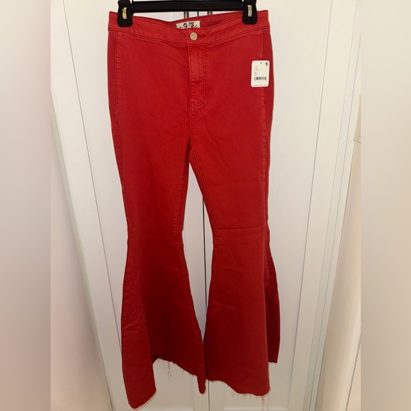 We The Free Denim - We The Free Red Flare Wide Leg Jeans